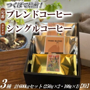 【ふるさと納税】つくばで焙煎!トライブの定番とおすすめシングル3種 計600gセット(250g×2・100g×1)粉