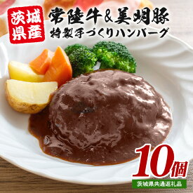【ふるさと納税】 茨城県産 常陸牛 & 美明豚 手づくりハンバーグ 200g×10個 計2kg 国産 和牛 牛 牛肉 ブランド牛 SPF豚 肉厚 ジューシー デミグラスソース 煮込み 湯煎で簡単調理 贈答用 ギフト 冷凍配送 茨城県 潮来市 【茨城県共通返礼品（茨城県産）】(A12-005)