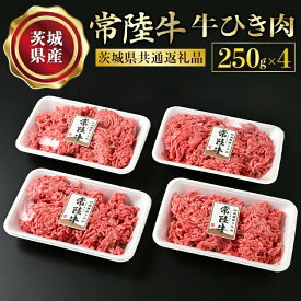 【ふるさと納税】【常陸牛】牛ひき肉 250g×4 合計1kg （茨城県共通返礼品） 藤井商店 常陸牛ひき肉 常陸牛 国産牛 和牛 牛肉 ひき肉 ひきにく 挽肉 挽き肉 牛挽肉 牛挽き肉 4P パック セット 小分け ミンチ ハンバーグ メンチカツ コロッケ 国産 茨城県産 冷凍 送料無料
