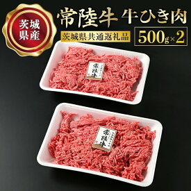 【ふるさと納税】【常陸牛】牛ひき肉 500g×2 合計1kg （茨城県共通返礼品） 藤井商店 常陸牛ひき肉 常陸牛 国産牛 和牛 牛肉 ひき肉 ひきにく 挽肉 挽き肉 牛挽肉 牛挽き肉 2P パック セット 小分け ミンチ ハンバーグ メンチカツ コロッケ 国産 茨城県産 冷凍 送料無料