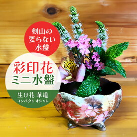 【ふるさと納税】彩印花ミニ水盤 生け花 華道 コンパクト オシャレ 茨城県 送料無料 【青華窯】 【ho0846】