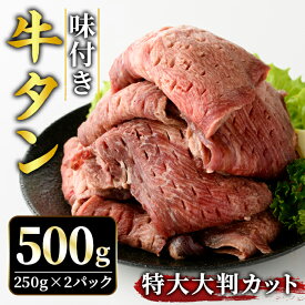 【ふるさと納税】牛タン 特大 大判カット 500g（250g × 2）牛タン 牛たん タン たん 霜降り 塩 こしょう 味付 小分け 冷凍 大判 厚切り 薄切り スライス 塩牛タン 塩味 焼肉 牛 牛肉 お取り寄せ 【そうざい男しゃく（株式会社池延）】 【ho1442】