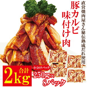 【ふるさと納税】熟成だれ 豚カルビ 味付け肉 2kg (250g×8パック) 冷凍 小分け カルビ たれ 味付 焼肉 焼き肉 肉 豚 豚肉 おかず おつまみ 【そうざい男しゃく】【ho1601】