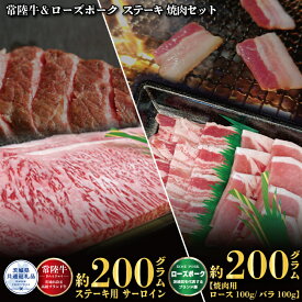 【ふるさと納税】ステーキ焼肉セット 常陸牛ステーキ200g 常陸牛 牛脂付 ローズポーク焼肉用200g 茨城県共通返礼品 サーロインステーキ 焼肉 黒毛和牛 牛肉 豚肉 霜降り ブランド牛 ブランド豚 国産牛 ブランド豚 銘柄豚 冷凍 送料無料