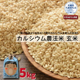 【ふるさと納税】カルシウム農法米 玄米5kg 茨城県共通返礼品・かすみがうら市産 米 お米 白米 こめ 精米 取り寄せ 特産 ごはん ご飯 コメ お取り寄せ ギフト 贈り物 お弁当 弁当 おにぎり ふっくら ツヤツヤ 甘い 農家直送 産地直送 国産 茨城県産 送料無料