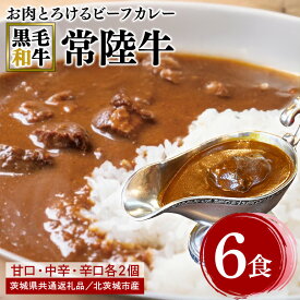 【ふるさと納税】常陸牛 黒毛和牛 ビーフカレー 6食セット 茨城県共通返礼品 茨城町産 辛口2個 中辛2個 甘口2個 カレー カレーライス お取り寄せ 最高級ブランド 常陸牛 お中元 牛肉 ブランド牛 国産牛 茨城 レトルトカレー ご当地カレー おいしい 便利 送料無料