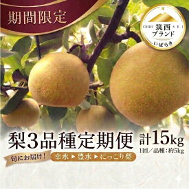 【ふるさと納税】 梨 3種 食べ比べ 定期便 幸水 豊水 にっこり 計15kg (1品種 5kg×3回) ブランド こうすい ほうすい にっこり 産地直送 【先行予約】2026年 いばらき 梨 なし nasi フルーツ定期便 フルーツ便 人気 くだもの 果物 茨城 茨城県 筑西 関東 JA 北つくば