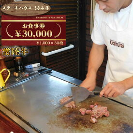 【ふるさと納税】ふるさと納税【ステーキハウスうさみ亭】　お食事券30000円分 ／ 肉 チケット 食事券 記念日 誕生日 ご褒美 送料無料 茨城県 No.496