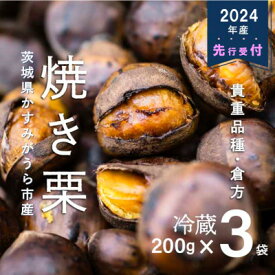 【ふるさと納税】【先行予約】甘さ抜群!貴重品種『倉方』の焼き栗　200g×3セット_ 栗 くり 焼き栗 マロン 冷蔵 国産 茨城 果物 くだもの 人気 おすすめ 送料無料 贈答 ギフト 倉方 【配送不可地域：離島】【1092660】