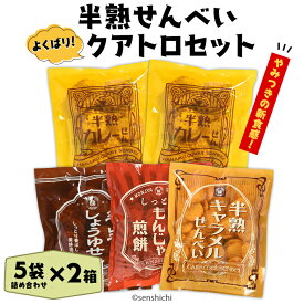 【9/30受付終了】【ふるさと納税】半熟せんべい 5袋 詰合せ 2箱 10袋 クアトロセット 半熟カレーせん 半生しょうゆせん 半熟もんじゃ煎餅 半熟キャラメルせんべい カレー味 かつおだし 甘辛ソース 新食感 もんじゃ ぬれせんべい 煎餅 煎餅屋仙七