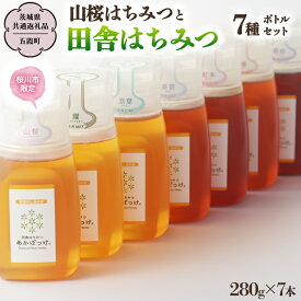 【ふるさと納税】《 桜川市限定 》 山桜はちみつ と 田舎はちみつ ボトル 全 7種 セット [ピタッとボトルB7山桜] 【茨城県共通返礼品／五霞町】 280g×7本 ボトル 生ハチミツ 非加熱 国産 国産はちみつ ハチミツ 茨城県産
