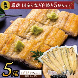 【ふるさと納税】国産うなぎ 白焼（酒蒸し）5尾 計675g以上 秘伝のタレ付 山椒付 送料無料 満足サイズ！｜ AD-136-1