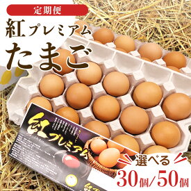 【ふるさと納税】独自飼料 濃厚 たまご 紅プレミアム 30個 or 50個 選べる内容量・お届け回数 3回・6回・12回 ＜サンサンエッグ＞ 独自飼料 濃厚 おいしい玉子 玉子 卵 定期便 たまご サンサンエッグ タンパク質 生活応援 家計応援