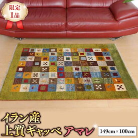 【ふるさと納税】【限定1品】イラン産 上質ギャッベ／アマレ 手織り 149×100cm アクセントラグ 天然ウール100% 草木染 安心の天然素材 絨毯 カーペット ラグマット（BM-10519） ギャッベ ギャベ イラン 手織り 草木染 ウール100％ 天然素材 エリアラグ エントランスマット