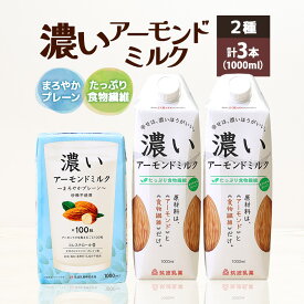 【ふるさと納税】濃いアーモンドミルク1000ml 2種 計3本（たっぷり食物繊維2本・まろやかプレーン1本） 飲料 飲み物 珈琲 焙煎 ヴィーガン 健康飲料 ダイエット 植物由来 オーガニック 47-AR