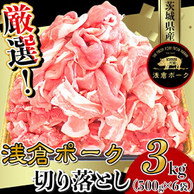 【ふるさと納税】豚肉 切り落とし 小分け 冷凍 真空 パック 国産 茨城県産 245 豚肉 小分け 3kg 切り落とし 細切れ 500g×6袋 真空パック 個包装 冷凍 浅倉ポーク 茨城県産【浅倉畜産】