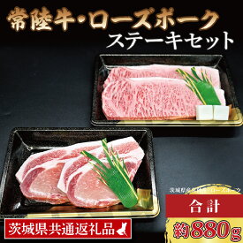 【ふるさと納税】【常陸牛・ローズポークステーキセット】 常陸牛 サーロインステーキ 約300g×2枚 ローズポーク ロースステーキ 約140g×2枚 ( 茨城県共通返礼品・茨城県産 ) ブランド牛 茨城 国産 黒毛和牛 霜降り 厚切り 牛肉 ブランド豚 豚肉 冷凍 ステーキ