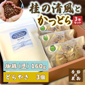 【ふるさと納税】珈琲とかつどら3個セット【桂の清風(豆)/季節の果物】(AF094)