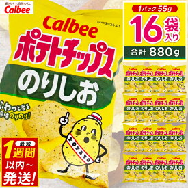 【ふるさと納税】 ポテトチップス カルビー 「のりしお」16袋（55g×16袋）1ケース 総計880g【ポテチ Calbee のり しお セット 菓子 ポテト チップス スナック おやつ じゃがいも ジャガイモ お取り寄せ まとめ買い 詰め合わせ 詰合せ 人気 送料無料】(BG028)