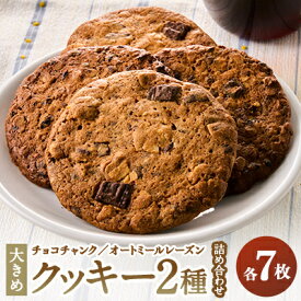 【ふるさと納税】チョコチャンククッキー&オートミールレーズンクッキーの詰め合わせ(2種×7枚　計14枚)【1132444】