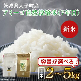 【ふるさと納税】【新米】【2025年11月初旬頃順次発送予定】【選べる内容量】令和7年産 新米 2kg～5kg アミーゴ米 【白米】（自然栽培米（7年目）・天日干し米）｜茨城県 大子町 袋田 米 精米 おだがけ米 はざがけ米 いねかけ米 農福連携 コシヒカリ 白米（CA011）