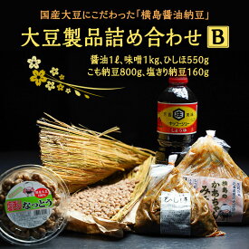 【ふるさと納税】【 期間限定 】 大豆 製品 詰め合わせ B セット ( 醤油 みそ ひしほ こも納豆 塩きり納豆 ) 国産 こだわり 手造り 米 味噌 塩漬け 老舗 横島醤油納豆