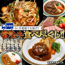 【ふるさと納税】【茨城県共通返礼品】【定期便】 【6回コース】 常陸牛 食べ尽くし 定期便 （6ヶ月連続でお届け） 牛肉 黒毛和牛 国産 贅沢 ビーフシチュー ハンバーグ ローストビーフ 牛もつ ホルモン カレー 簡単 お手軽