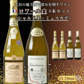 【ふるさと納税】大谷の天然地下蔵で深みを増すワイン ロワール(シャルドネ・ミュスカデ)白 6本セット ｜ 白ワイン 飲み比べ ギフト 栃木県 宇都宮市 ※離島への配送不可