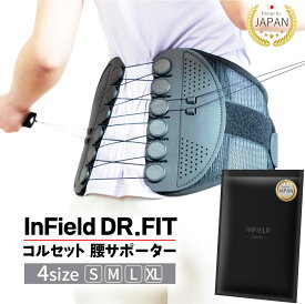 【ふるさと納税】【選べるサイズ】INFIELD「DR.FIT」コルセット 腰サポーター ｜ 骨盤 姿勢 猫背 姿勢矯正 ベルト S M L XL インフィールド ドクターフィット 耐久性 調整 産後 筋トレ デスクワーク メッシュ 薄手 目立たない 手入れ簡単 洗濯機