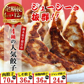 【ふるさと納税】【定期便】【選べる配送回数】餃子専門店 宇都宮 悟空 4種の人気餃子定期便 | 餃子 冷凍餃子 ぎょうざ ギョーザ 紫蘇餃子 シソ ギョウザ 人気 名物 行列 国産野菜 国産豚肉 グルメ おかず 簡単 小分け 冷凍食品 惣菜 中華 豚肉 国産 焼き餃子 セット 栃木県