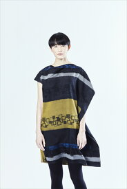 【ふるさと納税】【限定】STYLE＊MEISEN 四角重ね柄シルクワンピース（BLACK）/ L【ワンピース ワンピ 和柄 和の模様 和のデザイン 四角の連続模様 銘仙 栃木県 足利市 】