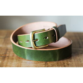 【ふるさと納税】【minca】幅35mmベルト 栃木レザーの希少な「ハーネスレザー」使用の贅沢な1枚革のレザーベルト/オリーブ/HL-B02/OLIVE/minca　571【小物 ファッション 人気 おすすめ 】