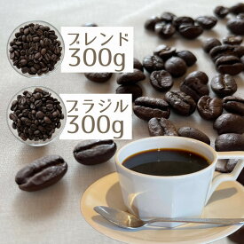 【ふるさと納税】自家焙煎 コーヒー豆 600g ヌックブレンド（中深煎り）300g + ブラジル（深煎り）300gのセット ｜ コーヒー 豆 自家焙煎 セット