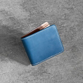 【ふるさと納税】栃木レザー使用｜滑らか本革二つ折り財布｜Half wallet 01｜ブルー｜minca（全7色）