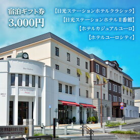 【ふるさと納税】[日光ステーションホテルクラシック] [日光ステーションホテルII番館] [ホテルカジュアルユーロ] [ホテルユーロシティ] でご利用頂ける宿泊ギフト券3000｜日光市 ホテル 観光 旅行 旅行券 宿泊 宿泊券 チケット 夏休み 紅葉 [0030]