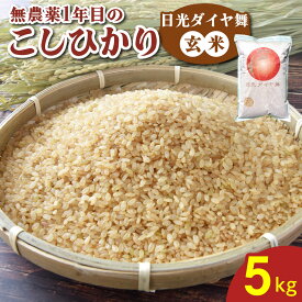 【ふるさと納税】[令和7年度米] 無農薬1年目 こしひかり [日光ダイヤ舞／玄米 5kg]｜2025年度米 無農薬米 オーガニック コシヒカリ お米 ごはん ご飯 日光産 国産 産地直送 [0856]