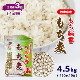 【ふるさと納税】 もち麦 定期便 3回 (4ヶ月毎) 栃木県産もち絹香 もち麦 (450g×10袋) もち麦