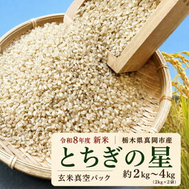 【ふるさと納税】【先行予約】お米 こめ コメ 米 令和8年 新米 真岡市産 とちぎの星 玄米 真空パック 2kg 4kg 直送 | 令和8年度産 栃木県産 ブランド米 選べる 内容量 ご飯 ごはん 飯 農家直送 産地直送 おにぎり 弁当 栃木県 真岡市 送料無料