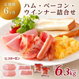 【ふるさと納税】【定期便6ヵ月】 ハム・ベーコン・ウインナー 詰合せ 栃木県 那須塩原市 豚肉 セット 薄切りハム 薄切りベーコン 国産山桜 スモークチップ 天然羊腸 あらびき 朝食 サラダ サンドイッチ 送料無料