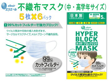 ハイパーブロックマスク中・高学年用5枚×6パック