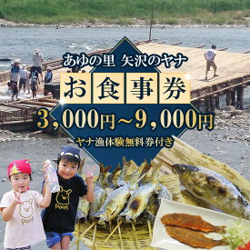 【ふるさと納税】【選べる金額】(有)あゆの里 矢沢のヤナ お食事券（ヤナ漁体験無料券付き） 3,000円分～9,000円分
