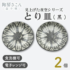 【ふるさと納税】【益子焼】とり皿(黒) 2個 見上げた夜空シリーズ | 益子焼 陶房さこん とり皿 ケーキ皿 お皿 陶器 藤本左近 栃木県 益子町（BP003）
