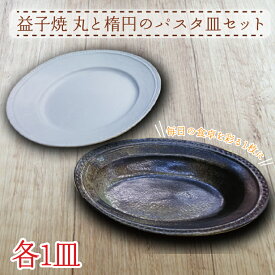 【ふるさと納税】益子焼　丸と楕円のパスタ皿セット（AH001）