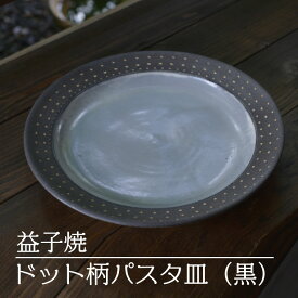 【ふるさと納税】益子焼　ドット柄パスタ皿（黒）(AS004-2)