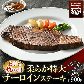 【ふるさと納税】上手に焼ける！！柔らか特大サーロインステーキ 300g×3枚 計900g ｜ 国産 牛肉 肉 お肉 ステーキ 冷凍 栃木県 那須町 〔P-138〕※着日指定不可