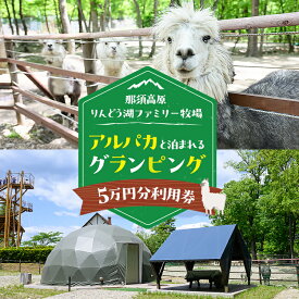 【ふるさと納税】【泊まれる牧場】那須高原りんどう湖ファミリー牧場 日本初・アルパカと泊まれる グランピング 50,000円分利用券｜グランピング 宿泊券 旅行券 チケット 旅行 券 アウトドア レジャー BBQ 体験 観光 記念日 誕生日 特別 国内旅行 家族旅行 那須高原〔P-227〕