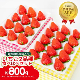 【ふるさと納税】【2026年 先行予約】いちご 贈答用 2品種 食べ比べ 約400g入りトレー×2 計800g 農林水産大臣賞受賞農園｜イチゴ 苺 やよいひめ あまおとめ さちのか 紅ほっぺ おいCベリー 甘雫姫 スターナイト 星うらら コク 甘み 朝採れ 新鮮 完熟 旬 人気 群馬県 前橋市