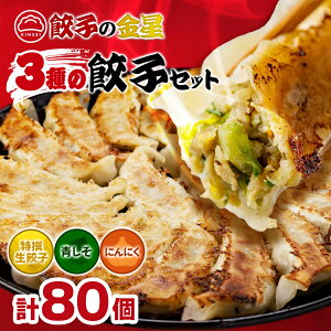 【ふるさと納税】餃子の金星 3種の餃子80個入 特撰生餃子 青じそ にんにく セット タレ付_ 餃子 冷凍 美味しい 人気 おすすめ 送料無料 ご当地 グルメ 【配送不可地域:離島】【1208344】