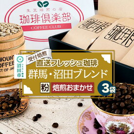 【ふるさと納税】《受付焙煎》直送フレッシュ珈琲 群馬・沼田ブレンド【粉／焙煎度合いの指定はできません】各200g×3種 計600g 珈琲倶楽部 沼田店