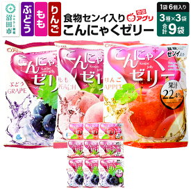【ふるさと納税】食物センイ入り「こんにゃくゼリー」ぶどう味・もも味・りんご味 3種 各16g×6個×3袋 計9袋 ピロータイプ 雪国アグリ株式会社